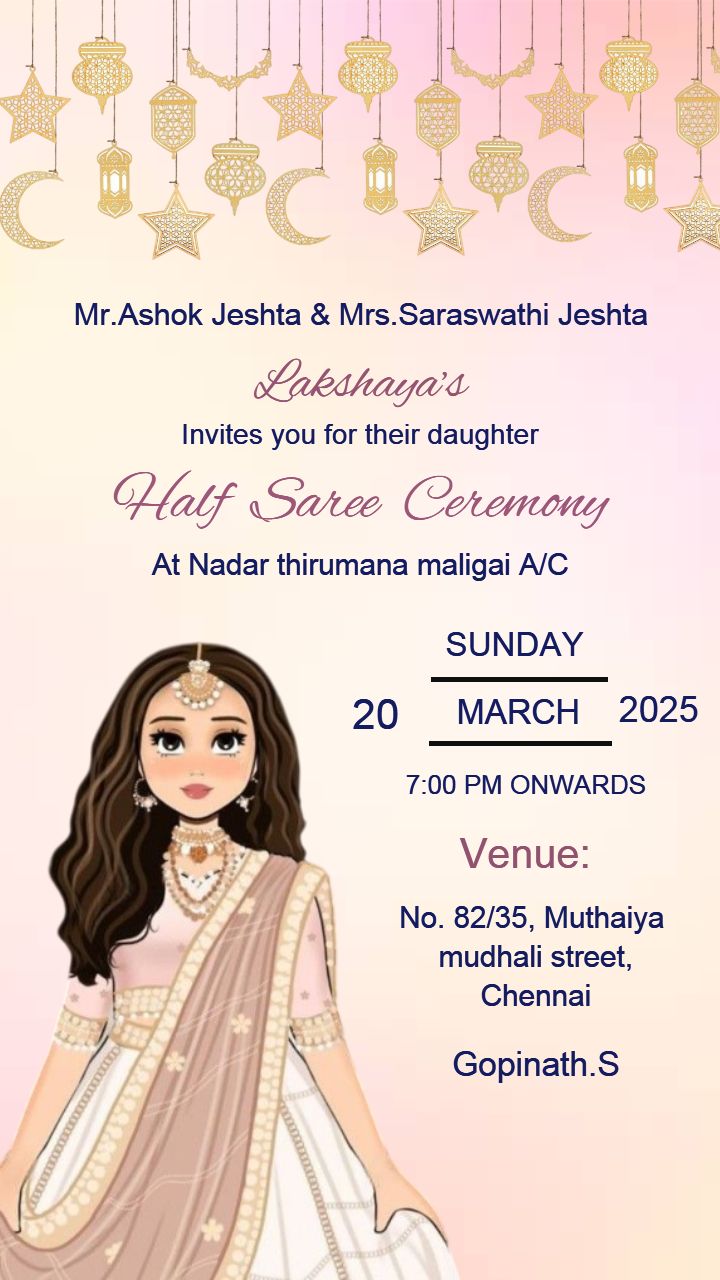 Half Saree Invitation with Cultural Grace