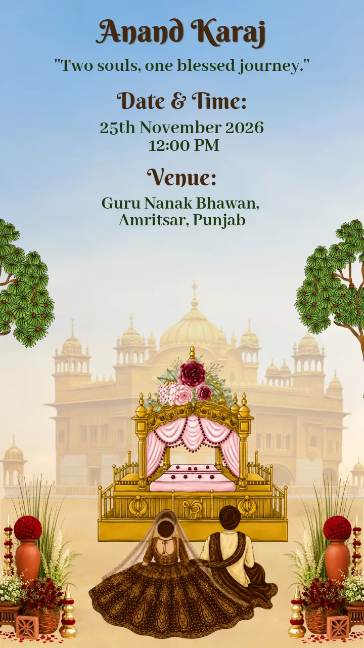 Punjabi Wedding Invitation Video For Anand Karaj Ceremony