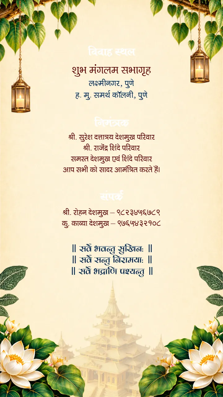 Buddhist Marriage Invitation Video in Hindi with Temple View