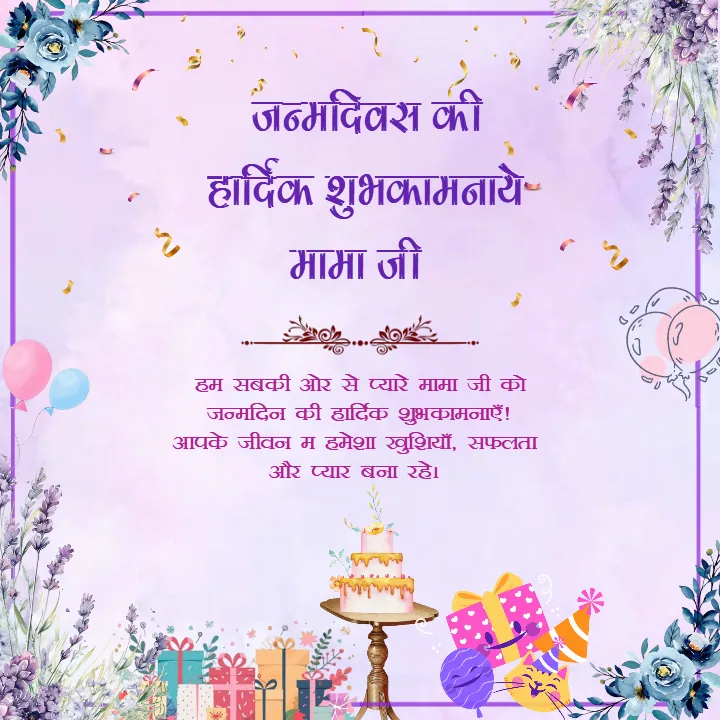 Happy Birthday Wishes Card for Mama in Hindi