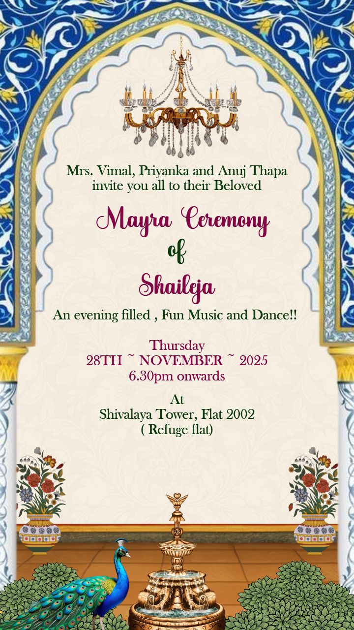 Traditional Mayara Invitation Video with Peacocks Theme