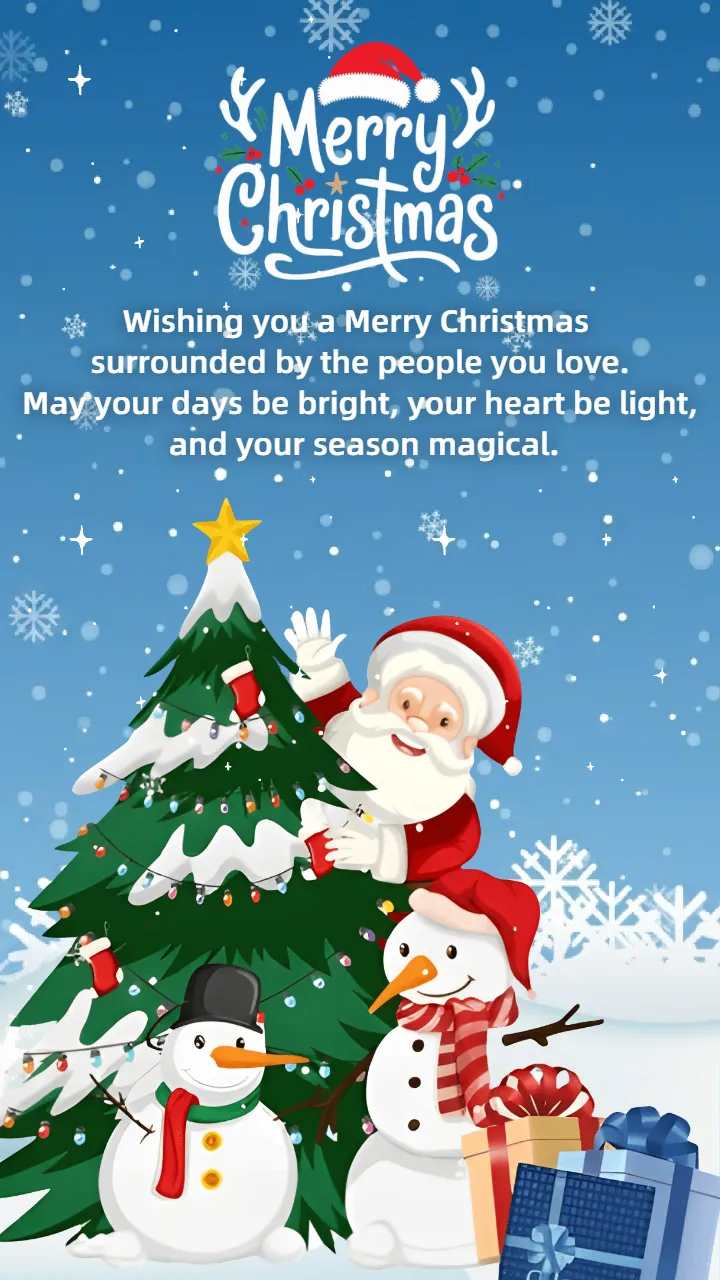 Merry Christmas Video Wishes with Cute Santa Cartoon