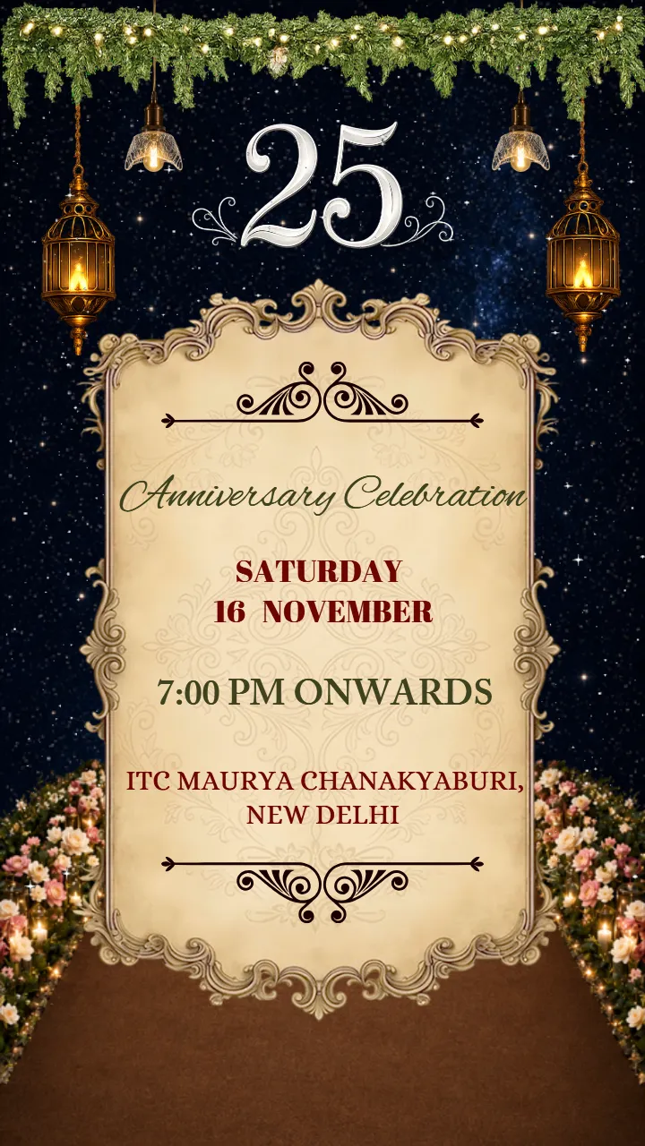 Silver Jubilee Anniversary Invitation Video Night Invite