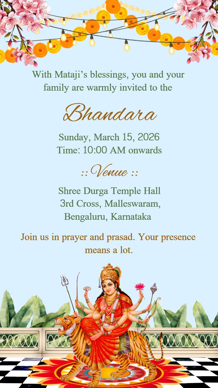 Bhandara Invitation with Mataji Blessings and Prayers