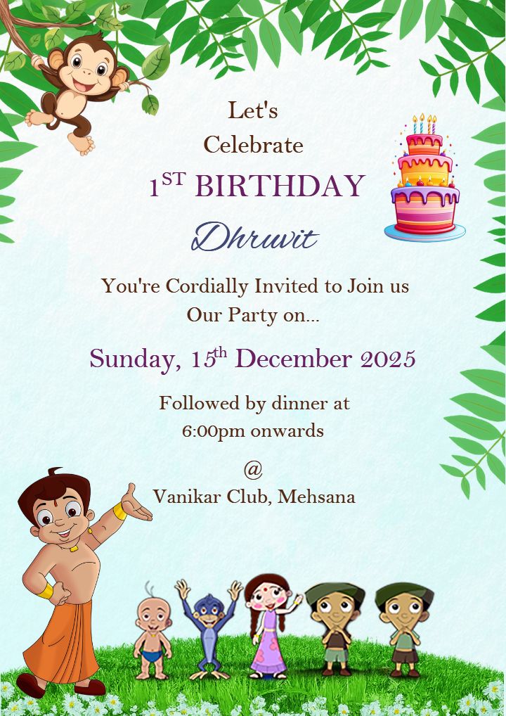 1 Year Birthday Invitation Card Baby Celebration Card Online