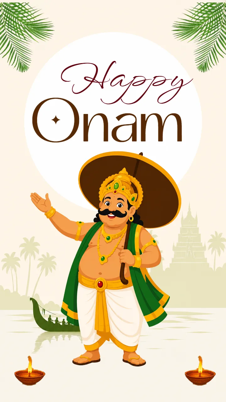 Onam Invitation Video with Festive Mahabali Celebration