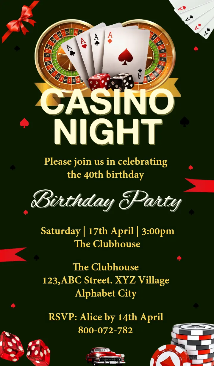 Casino Party Invitations Elegant Vegas Casino Night Design