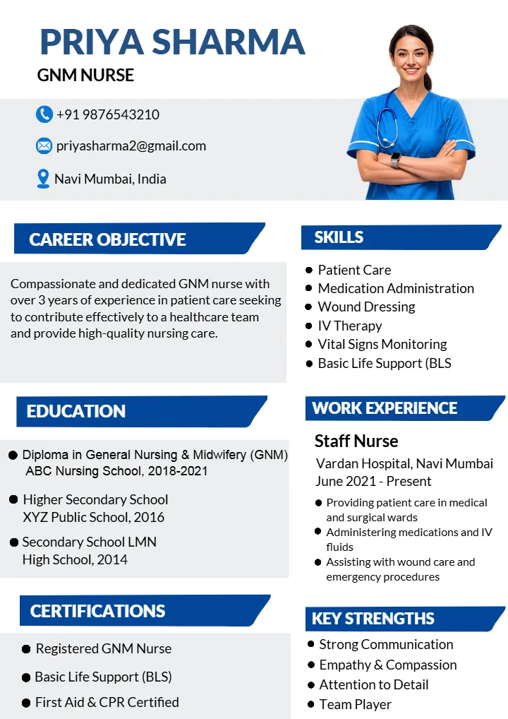 Nurse Resume Format for a Professional Nursing Career