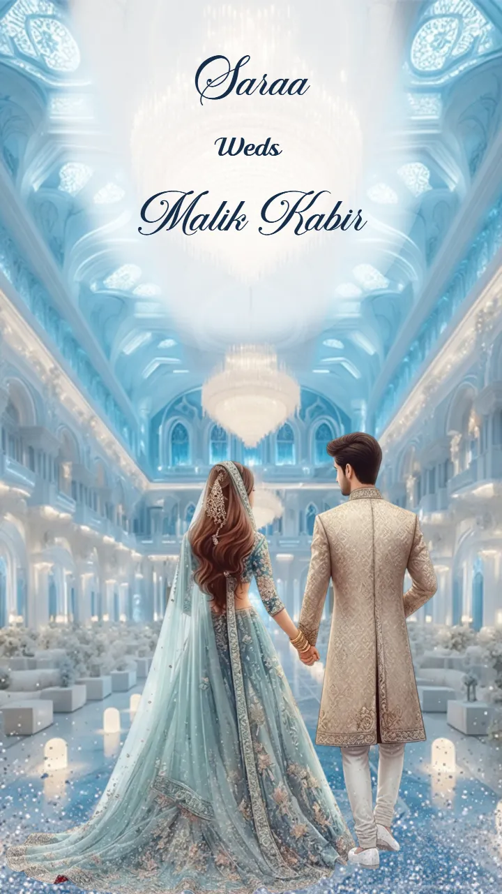 Engagement Invitation Card with Royal Blue Elegant Theme