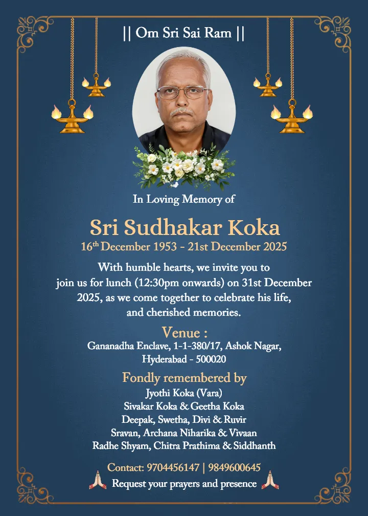 Shradhanjali invitation Card for Peaceful Tribute Ceremony