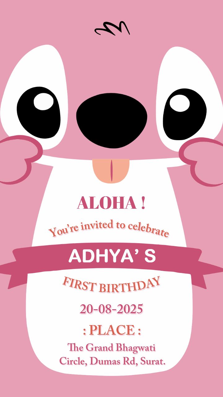 Adorable Baby Girl 1st Year Birthday Invitation Card
