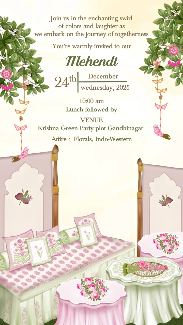 wedding invitation card romantic nature themed design