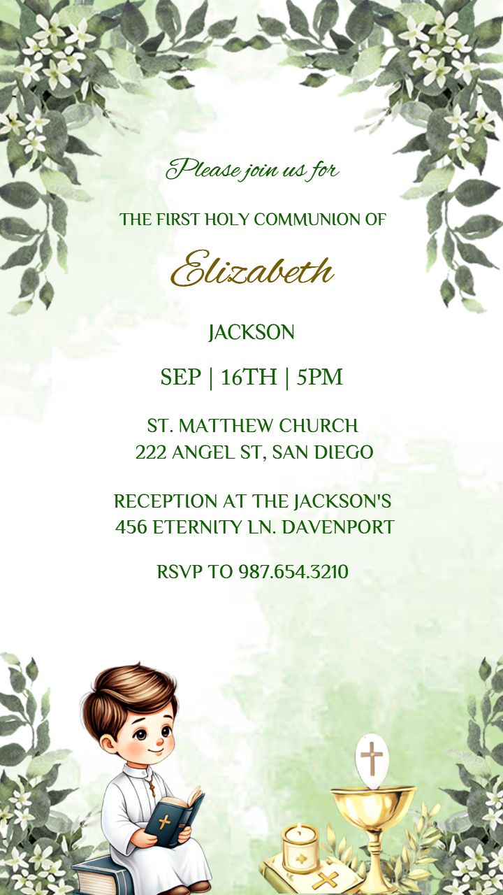 First Holy Communion Invitation Card Design Online