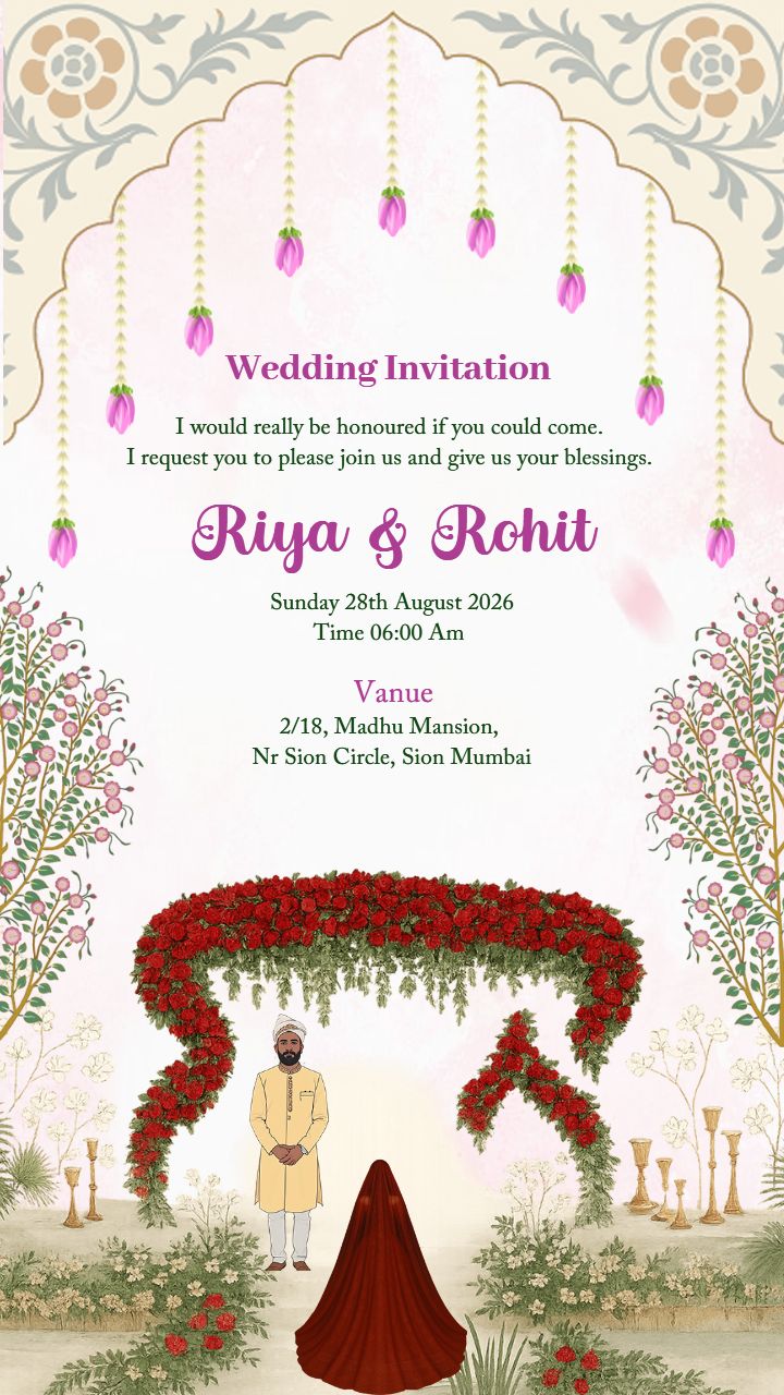 Beautiful Garden-Themed English Wedding Invitation