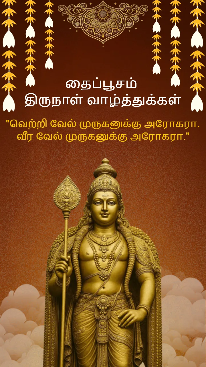 Happy Thaipusam Greetings 2026 Lord Murugan Blessings