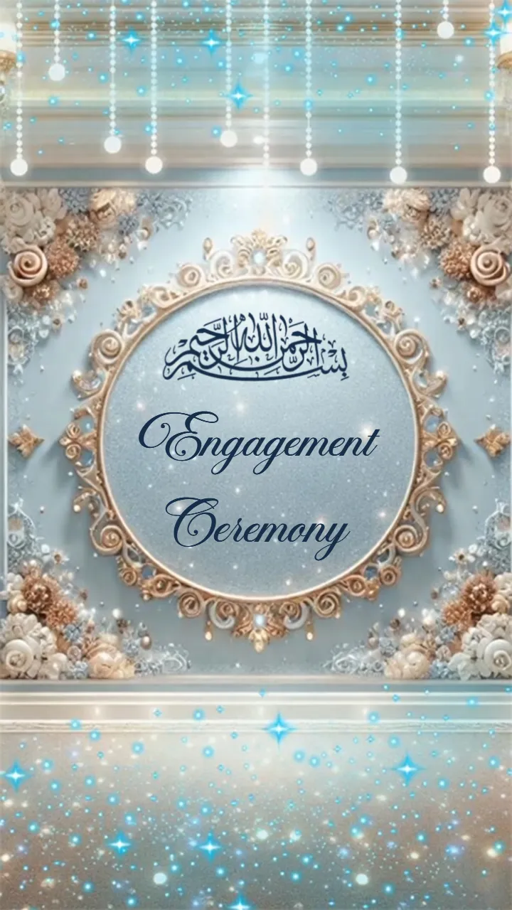 Engagement Invitation Card with Royal Blue Elegant Theme