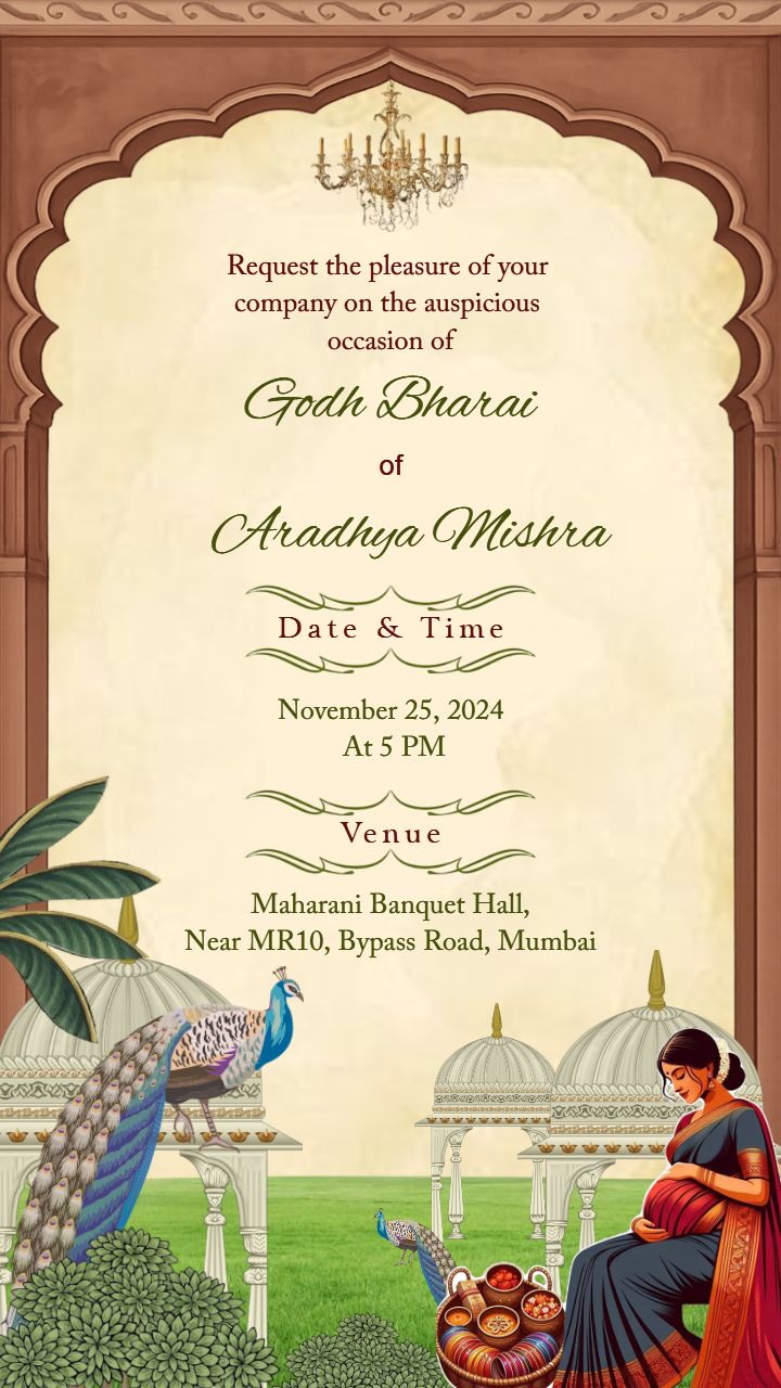 Invitation Template For Godh Bharai With Royal Theme