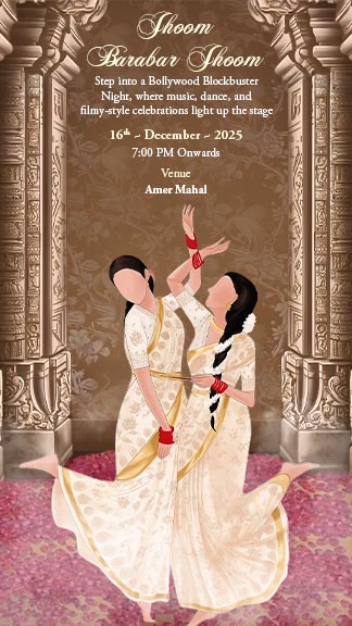 Traditional Wedding Invitation Template with Couple Backview