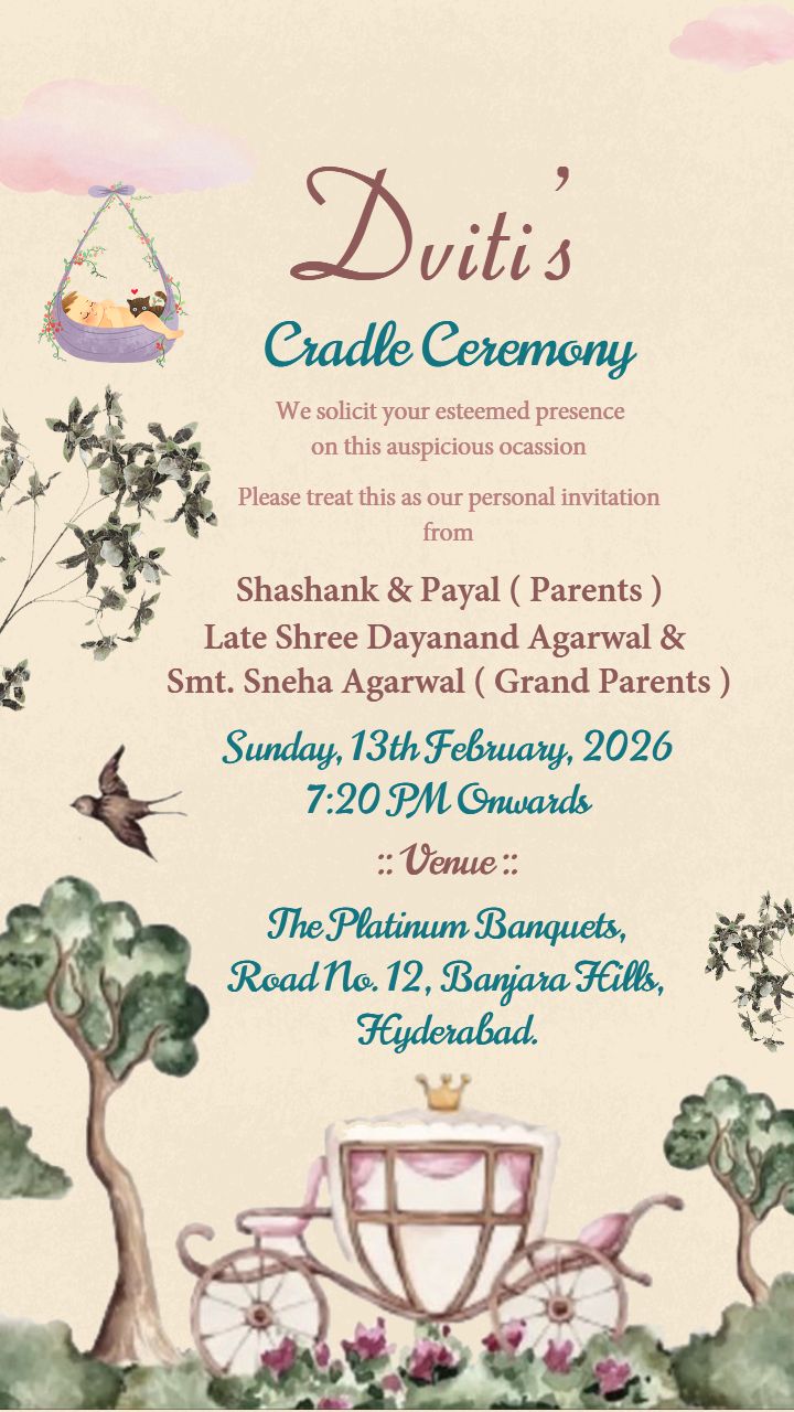 Cradle Ceremony Invitation Card Design Baby Cradle Theme