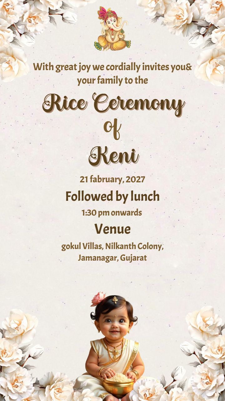 Cute Baby Annaprashan Invite with Floral Theme