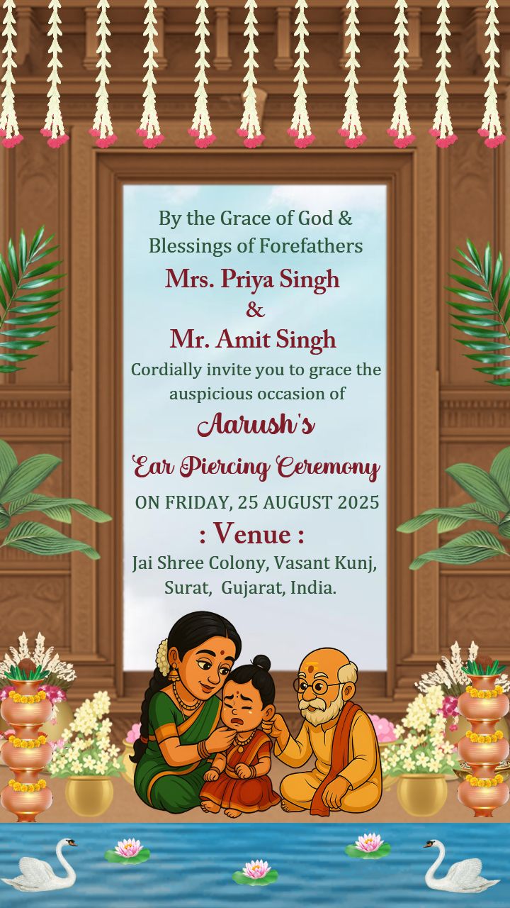 Cultural Ear Piercing Ceremony Invite Video for Baby Boy