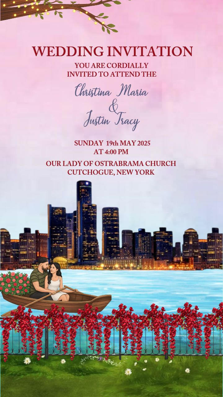 Modern City Theme Wedding Invitation Template Online