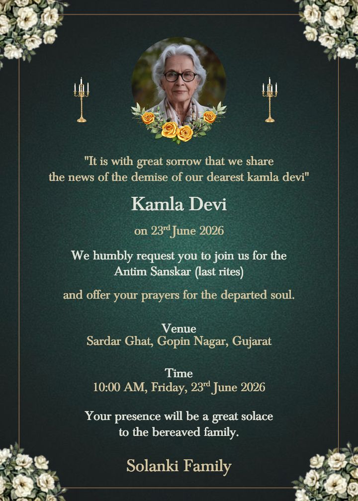 Antim Sanskar Card Design In English Format