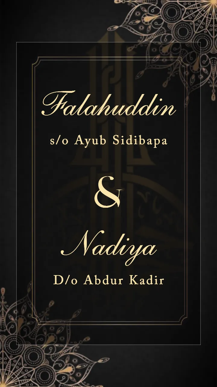 Muslim Wedding Invitation Video Black Gold Nikah Theme