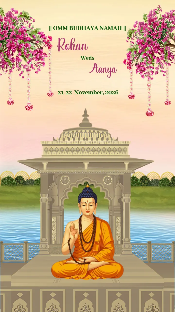 Buddhist Wedding Invitation Video Lotus and Nature Theme