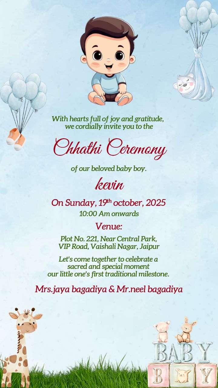 Chhathi Ceremony Invitation Card Baby Boy Digital Design