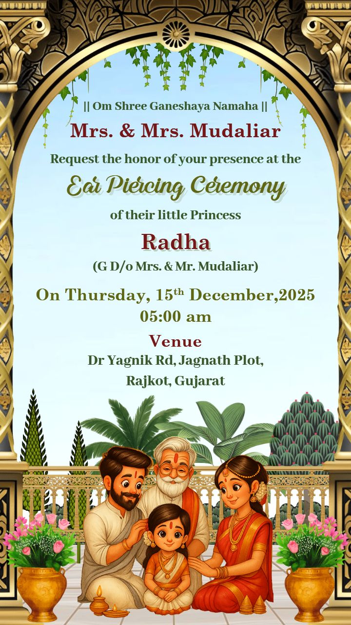 Colorful Ear Piercing Ceremony Invitation Card Design