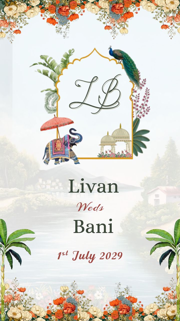 Wedding Invitation Templates with Lake and Nature Art