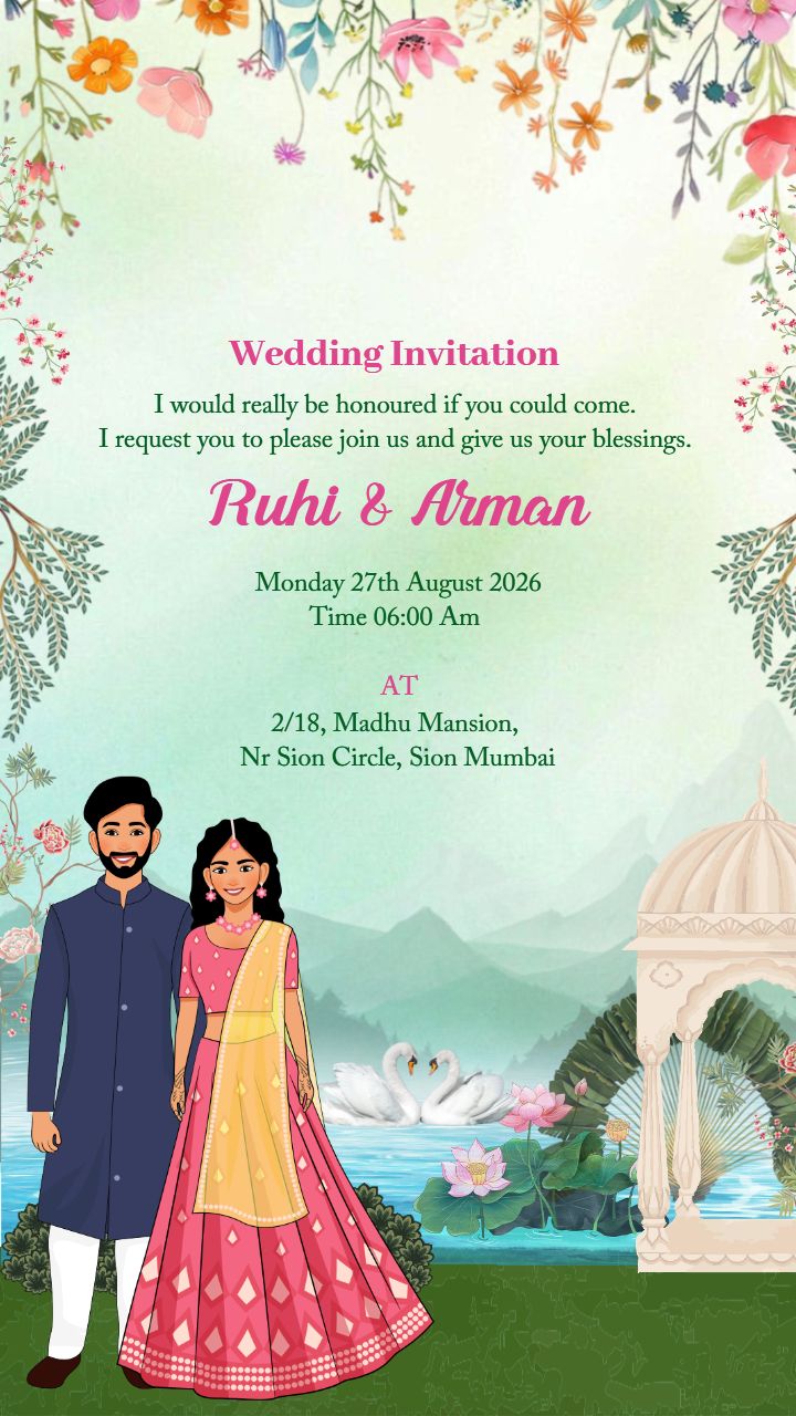 Custom English Wedding Invite with Floral Garden Theme