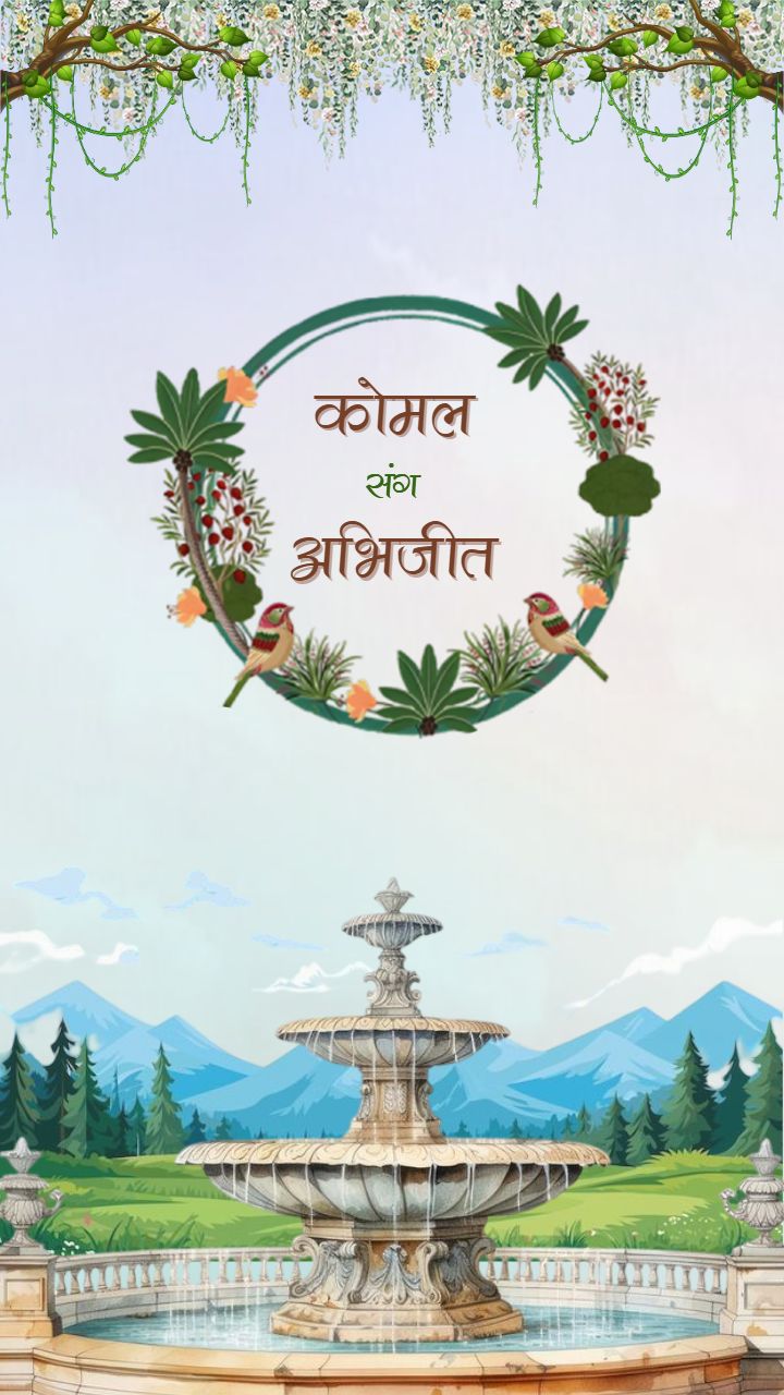 Hindi Wedding Invitation Card Template with Nature Charm