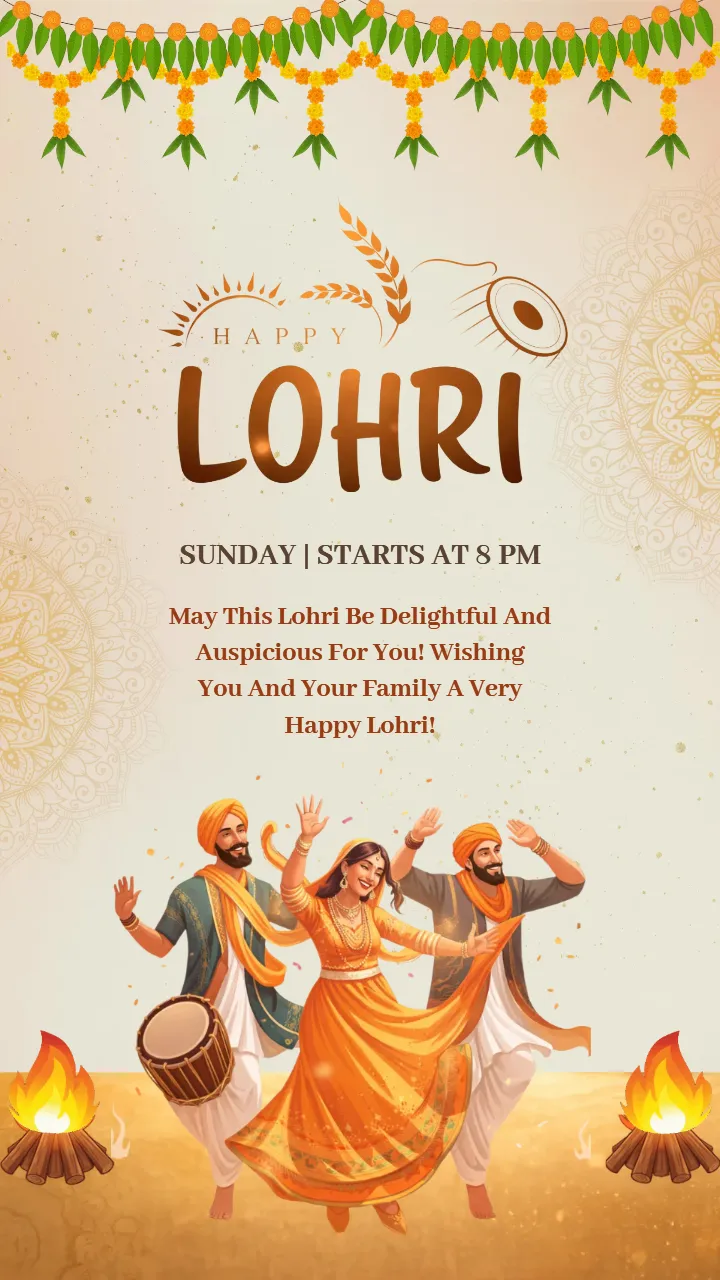 Lohri Wishes Images with Traditional Punjabi Festival Vibes