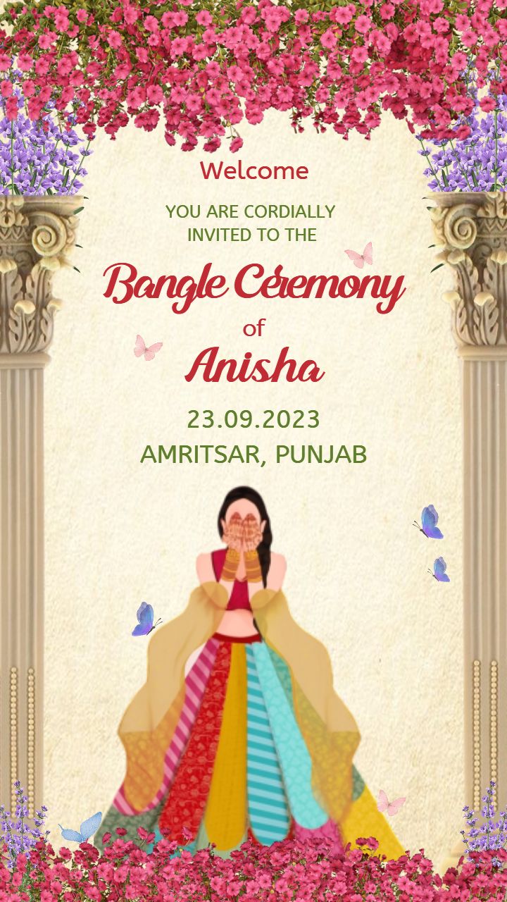 Bright and Colorful Bangle Ceremony Card Design