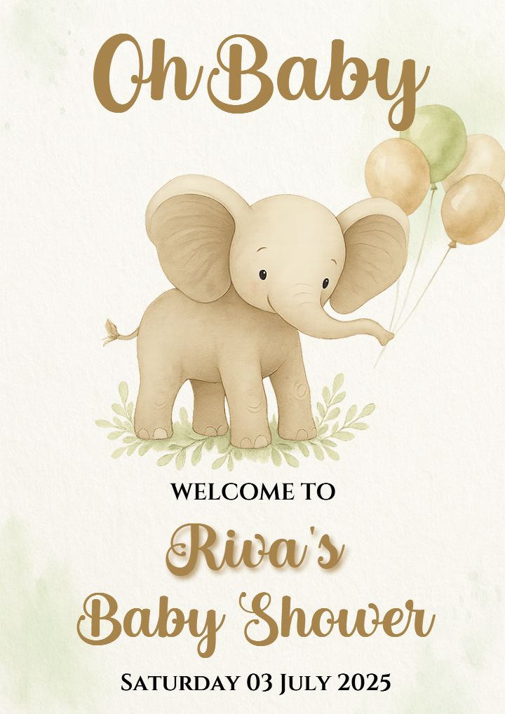 Baby Shower Entrance Board with Elephant Balloon Theme