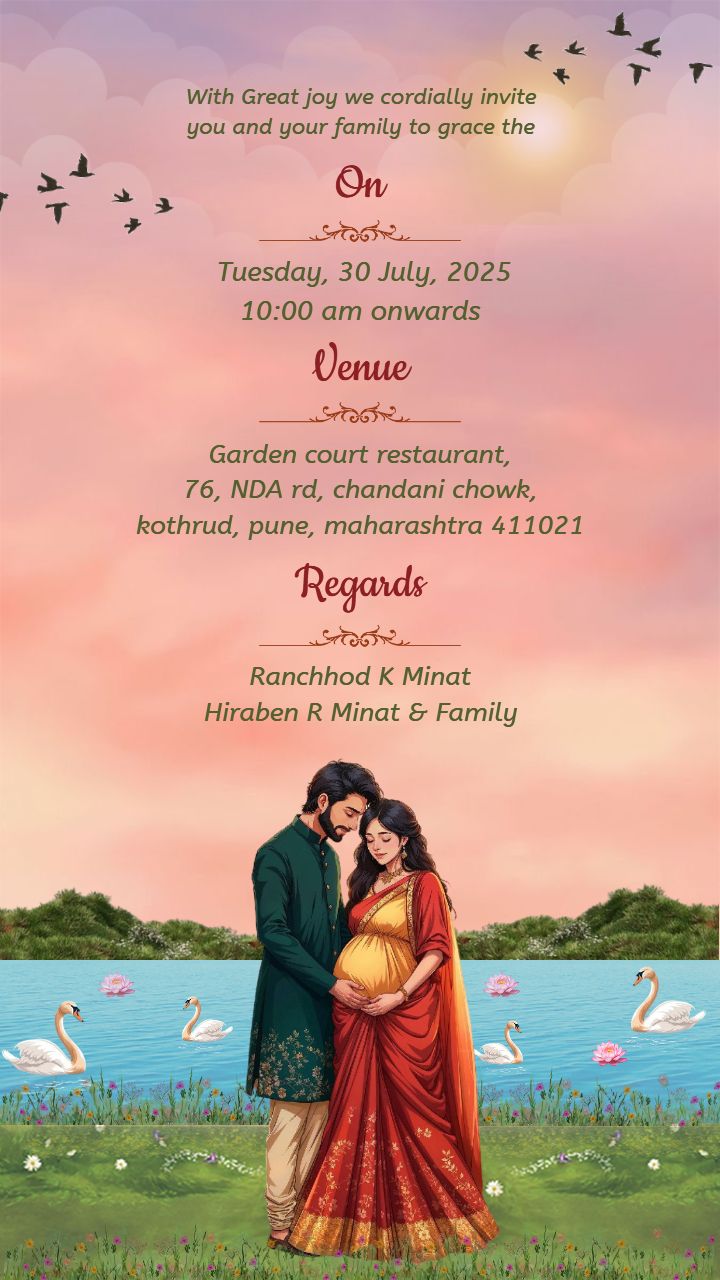 Elegant Invitation Card for Baby Shower with Cultural Theme