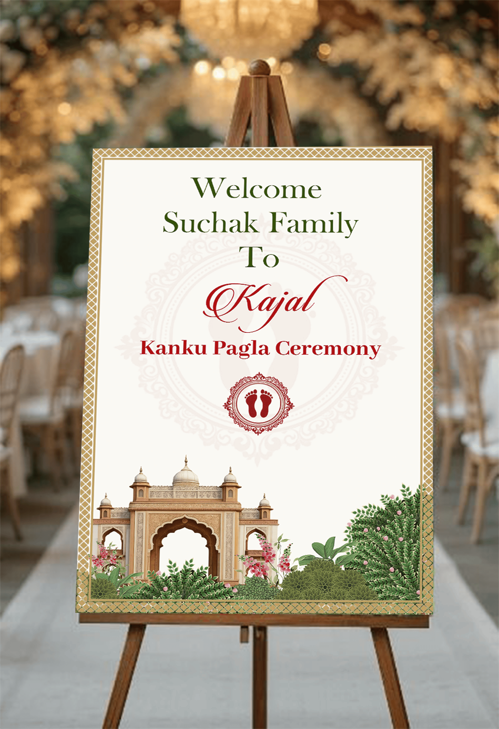 Mint Green Kanku Pagla Welcome Board Design