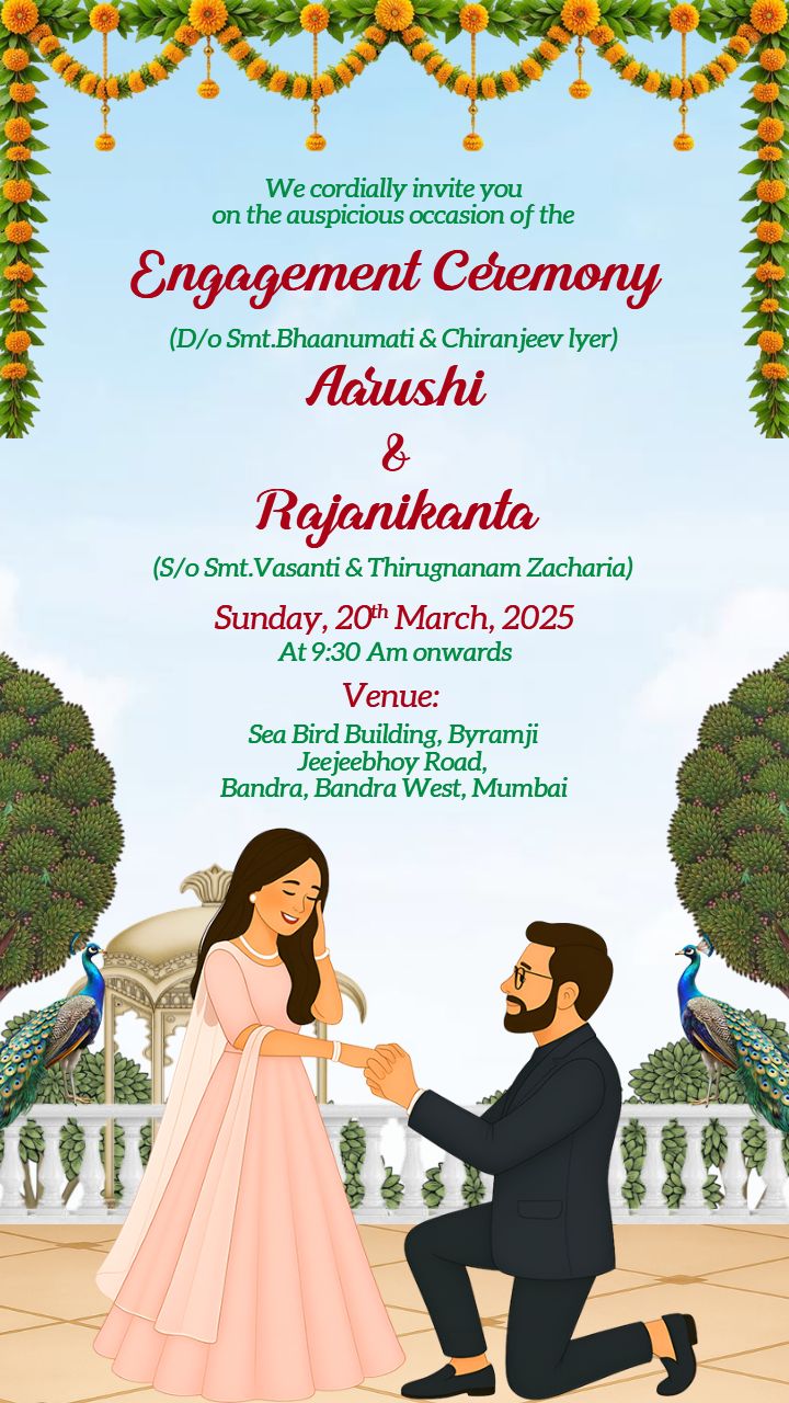 Illustration Style Engagement Invitation Card with Nature and Love Aesthetics