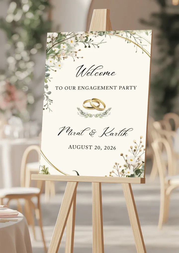 Stylish Engagement Welcome Board for Couple Entry