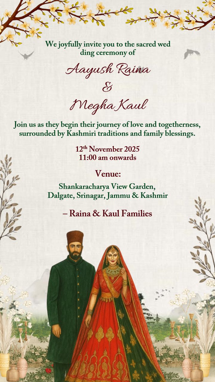 Kashmiri Wedding Card Maker Online with Nature Theme