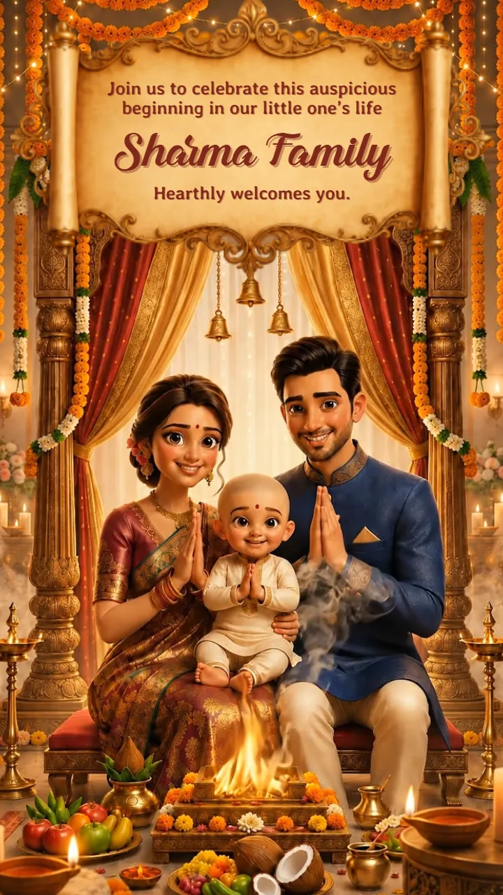 3D Mundan Ceremony Invitation Video With Baby Ceremony