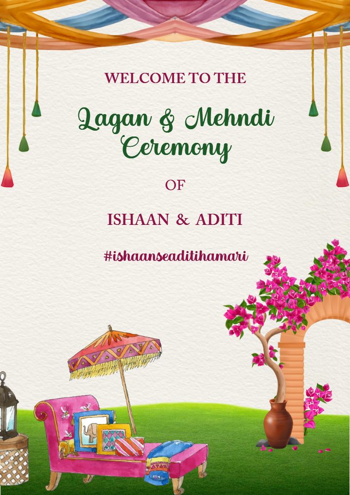 Elegant Lagan and Mehndi Wedding Standee Template