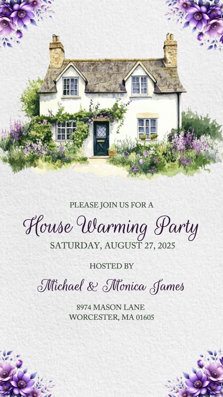Housewarming Party Invites In Soft Floral Designs