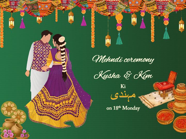 Mehndi Invitation Card Online With Beautiful Wedding Design