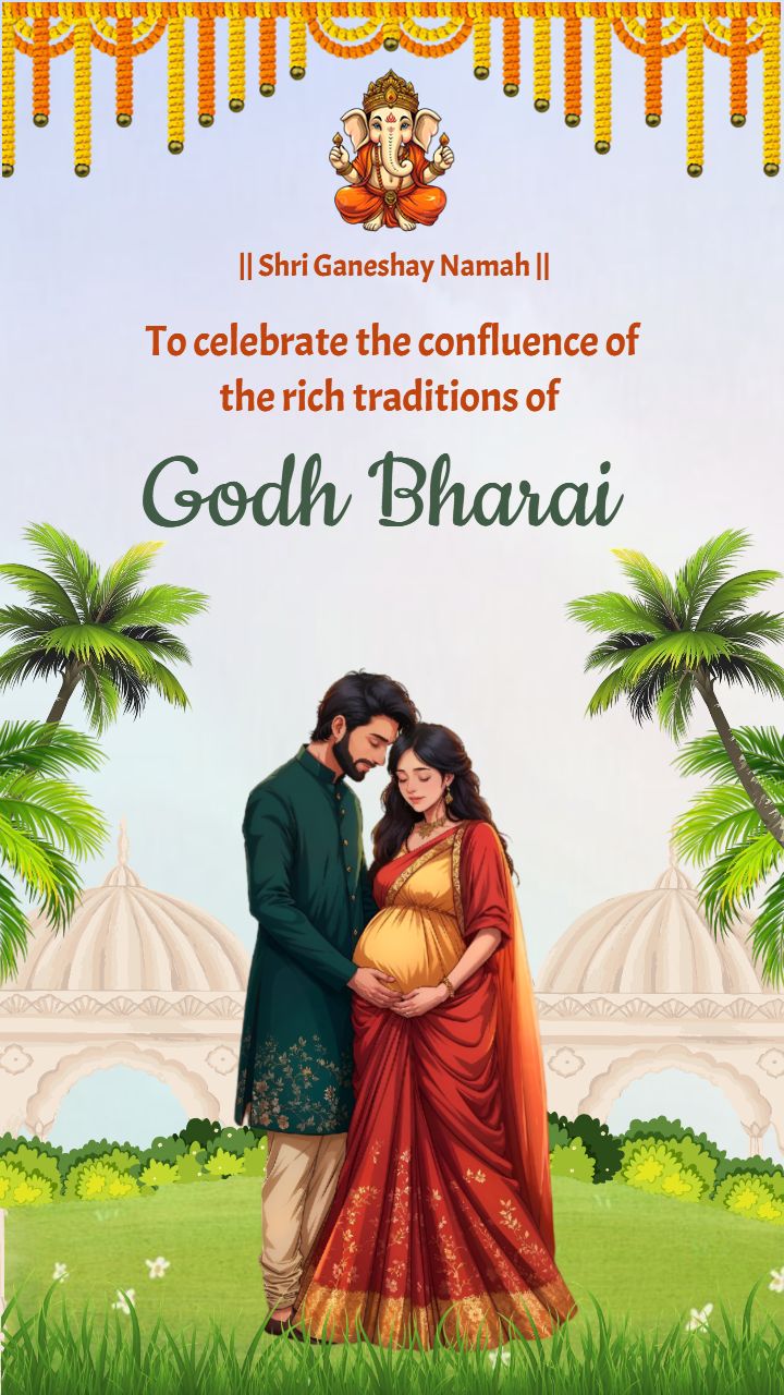 Invitation Video Of Godh Bharai In English With Temple Theme