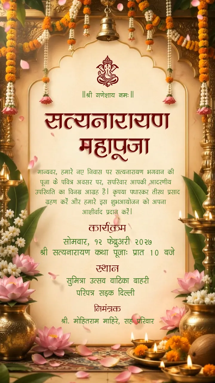 Shree Satyanarayan Maha Puja Invitation Video Template