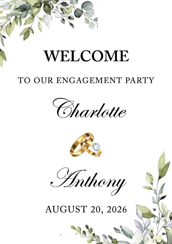 Minimalist Engagement Welcome Board for Beautiful Entry
