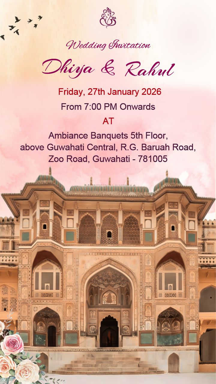 Royal Wedding Invitation template with Palace Charm